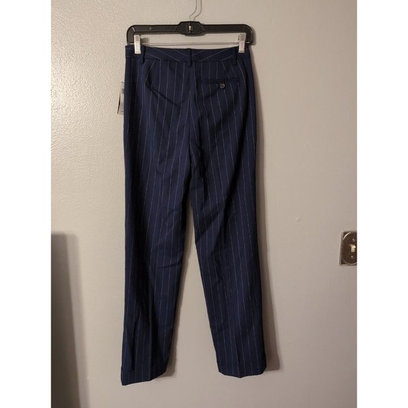 Lauren Ralph Lauren Petite Blue Striped Wool Crepe Ankle Dress Pants Size 2P NWT - Picture 4 of 10